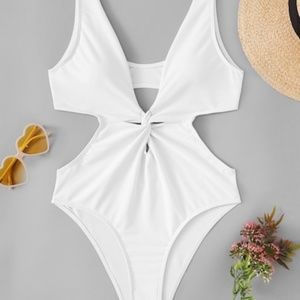 Twist front cut out one piece swimsuit